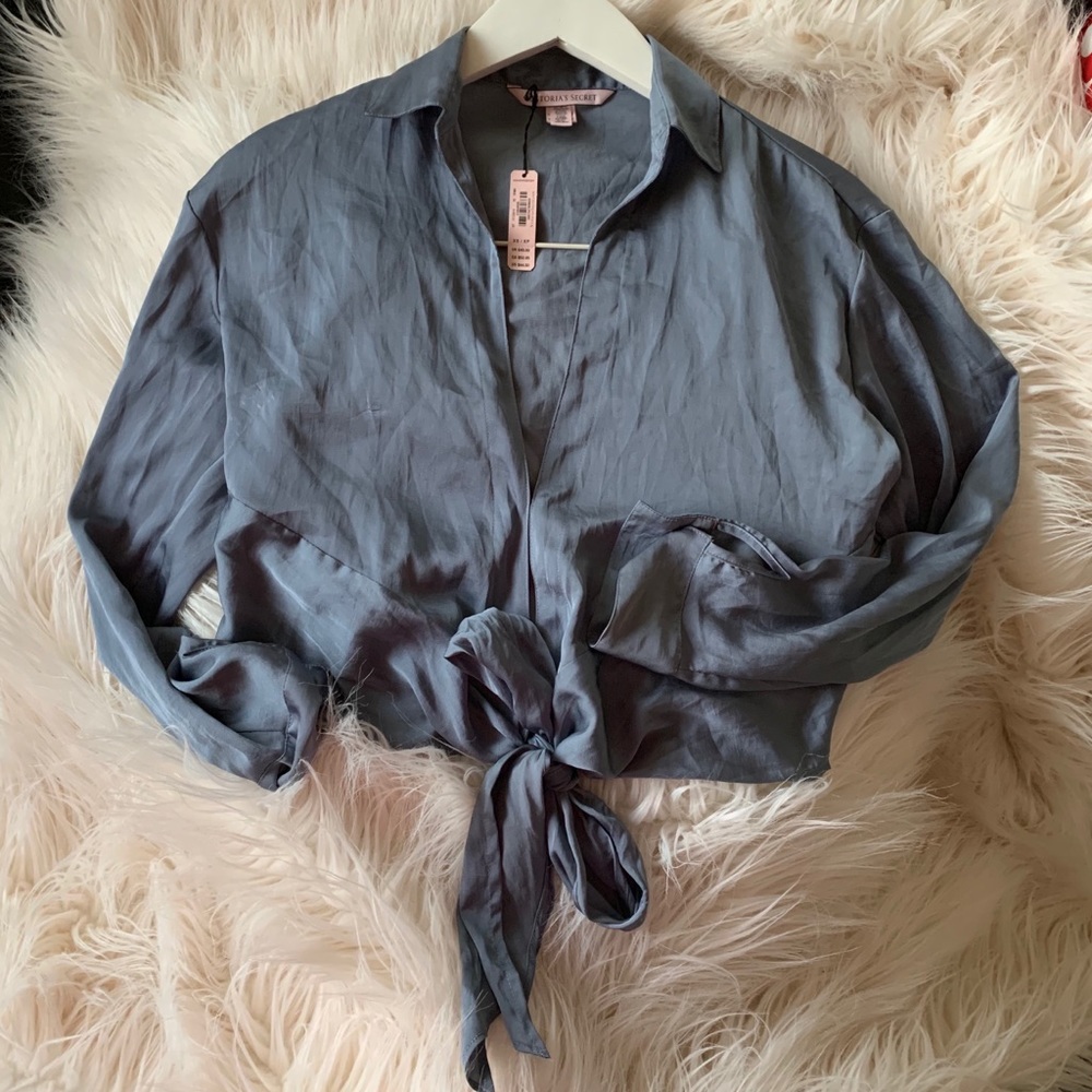 Victoria’s Secret Blue Cropped Wrap Top Sz XS